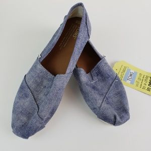 NWT TOMS Slate Blue Washed Twill Alpargata Sz 7.5